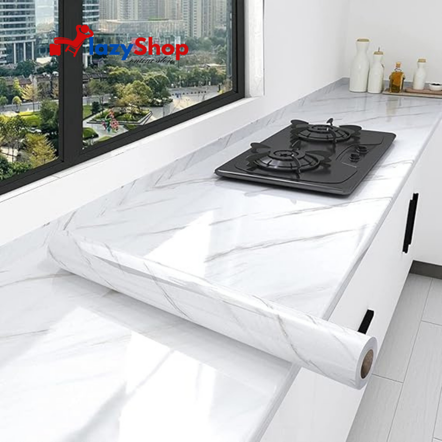 Pack Of 4 White Marble Wallpaper Peel and Stick Waterproof (60X200)