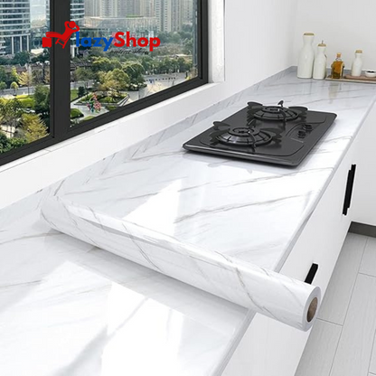 Pack Of 4 White Marble Wallpaper Peel and Stick Waterproof (60X200)